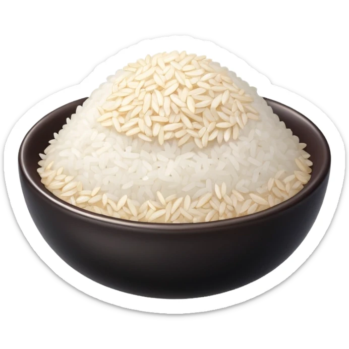 A single grain of rice, glossy and smooth, cartoonish, vibrant white color, high detail, simple and cute design, isolated on white background, centered composition
 sticker