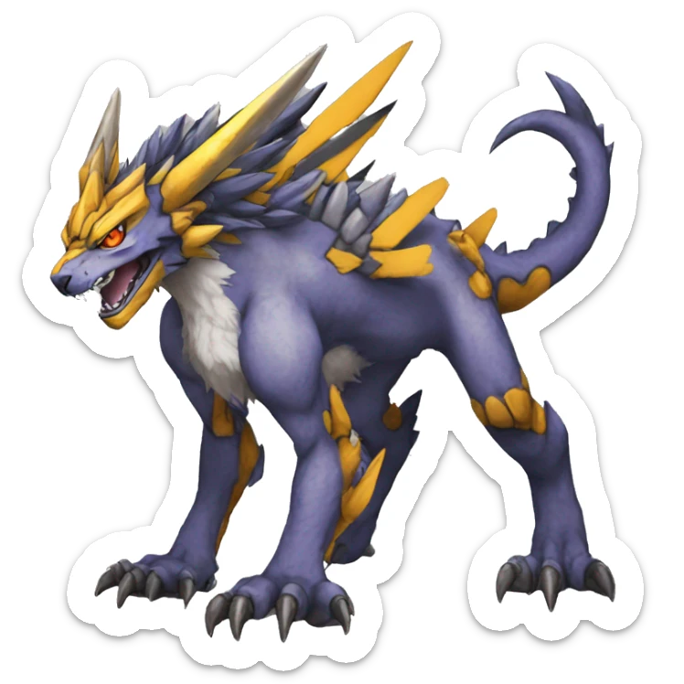  Cool Edgy Digimon-Fakemon-Garurumon-Greymon-Loogamon with edgy markings full body sticker