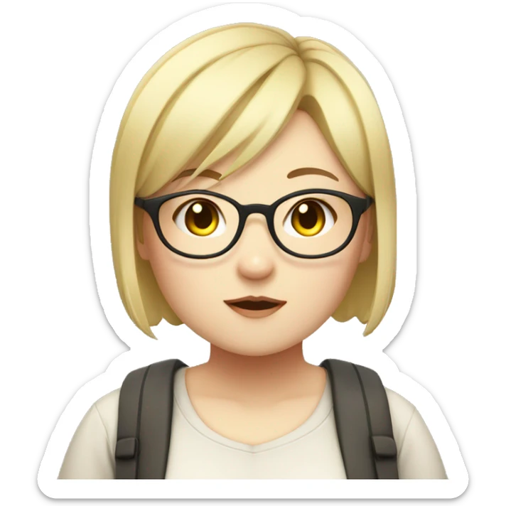 Chubby anime girl with glasses and short blonde hair sticker