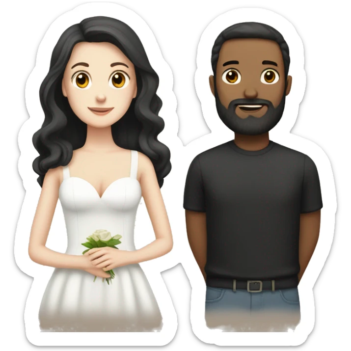 Married couple white Girl with Brown hair and white man with black hair und black beard  sticker