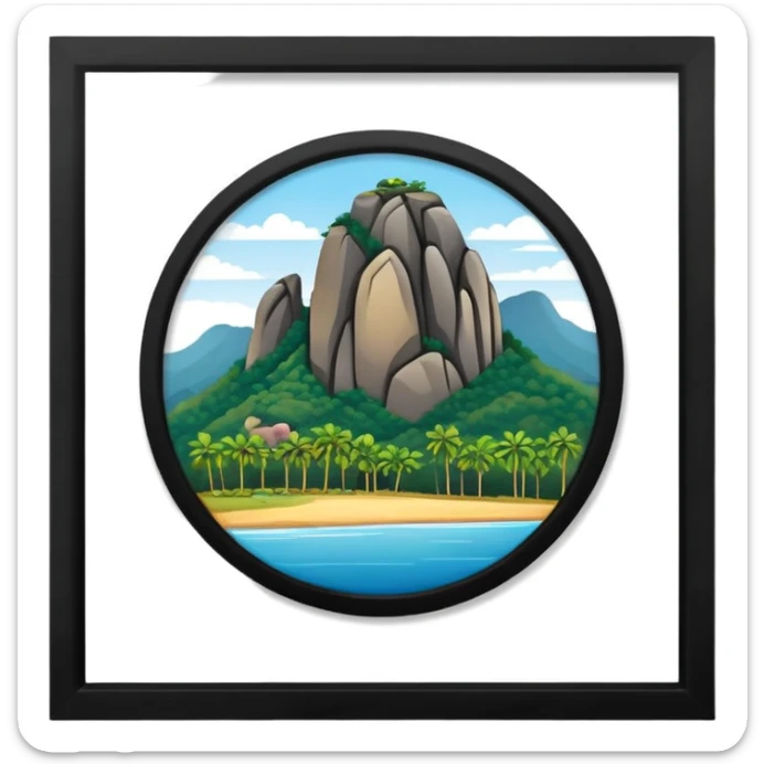 cinematic-realistic-guatapé-rock-emoji colombia in a picture frame sticker