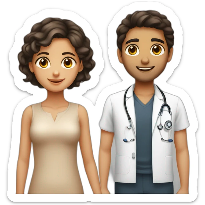 Jewish girl friendship with ophthalmologist tanned skin Arabic boy sticker