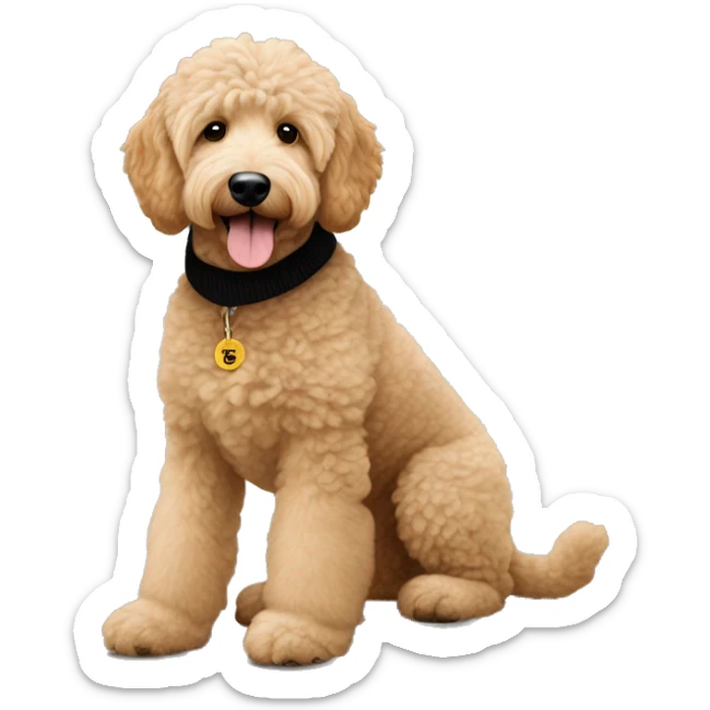 Goldendoodle wearing ugg shoes and black polo ralph lauren sweater  sticker