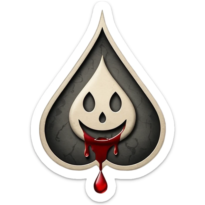 Minimalist emoji-style sticker of a gothic paper with “your soul” in blackletter, desaturated blood drop as signature, grayscale ink and parchment texture



 sticker