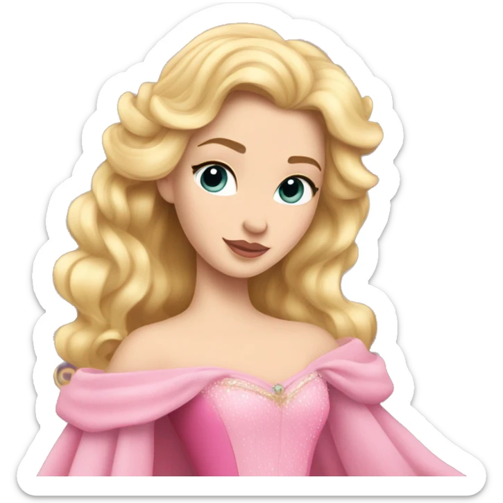Princess Aurora Sleeping Beauty Blonde curls and Pink ballgown sticker