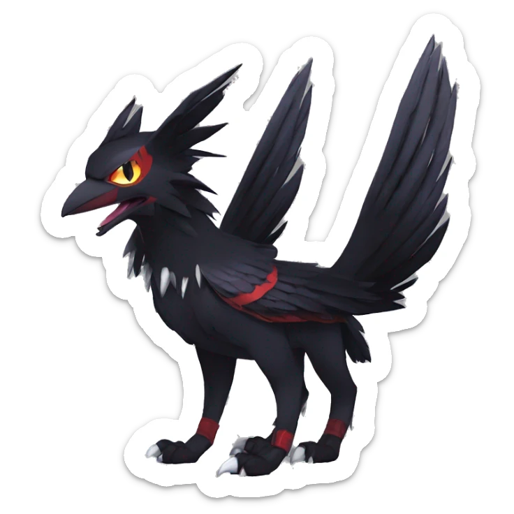 cool edgy black punk red nargacuga-raven-Noivern-cat-animal hybrid Fakemon collar full body sticker
