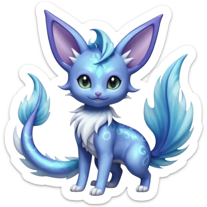 Espeon-Vaporeon-Meowstic-Fakémon-hybrid-creature (full body)  sticker