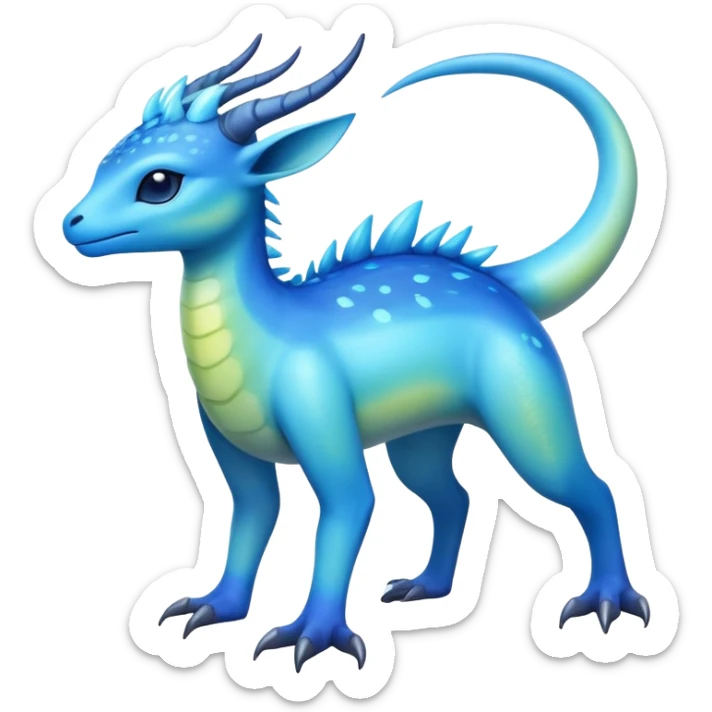Shiny Exotic Colorful Amaura-Aurorus-Fakémon-hybrid-creature (full body)  sticker