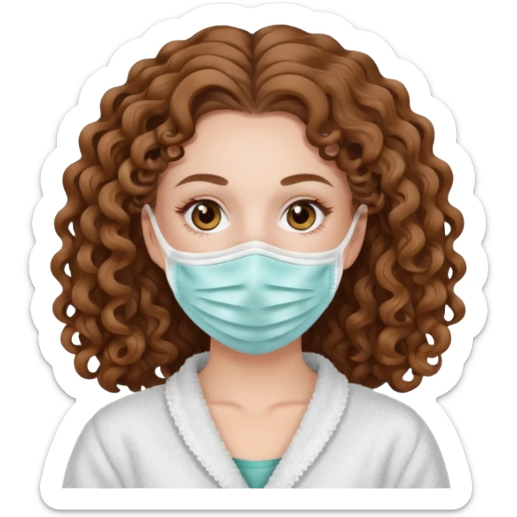 pale white girl with long brown curly hair spa day sticker