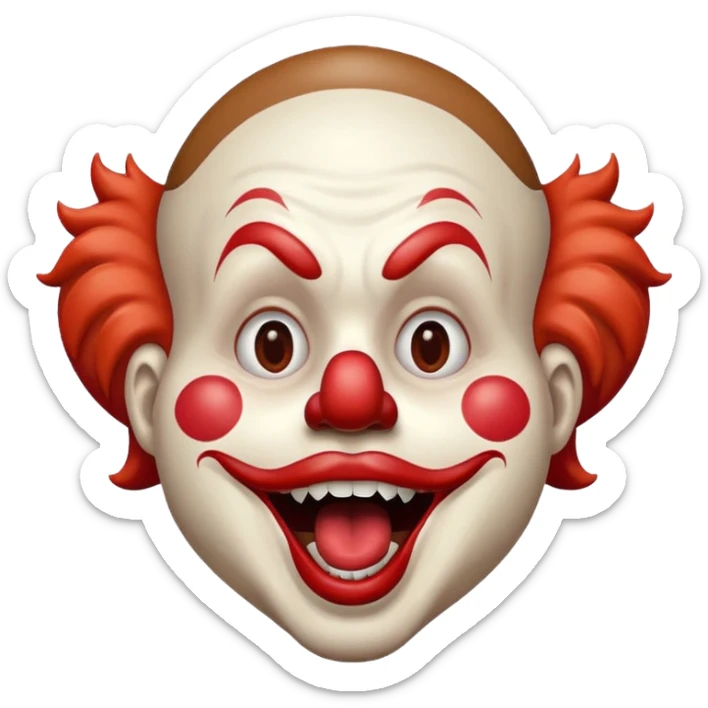 Clown with mouth open and mouth is full of chocolate sticker