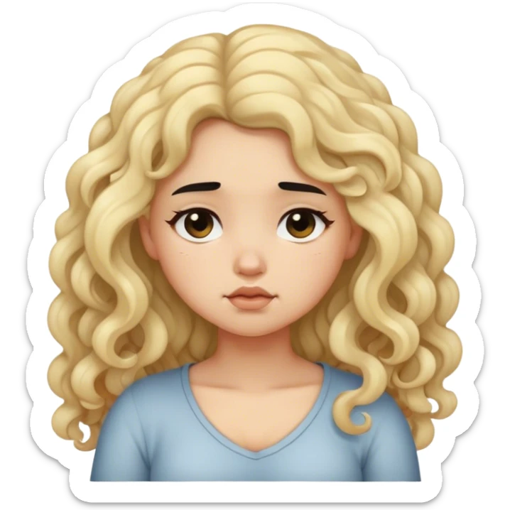 black hair blond girl with long curly hair make her little chubby sleepy  sticker