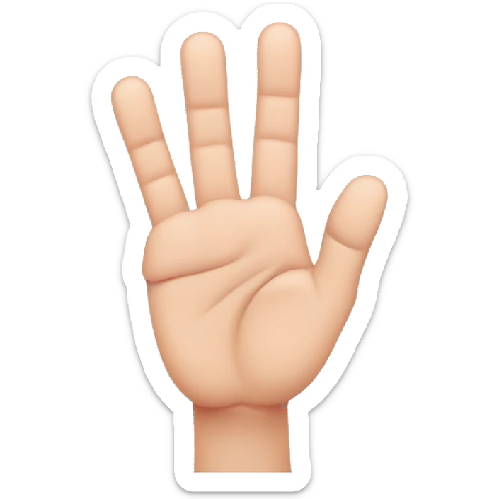 hand with three fingers up, pinky finger and thumb in center of palm of hand sticker