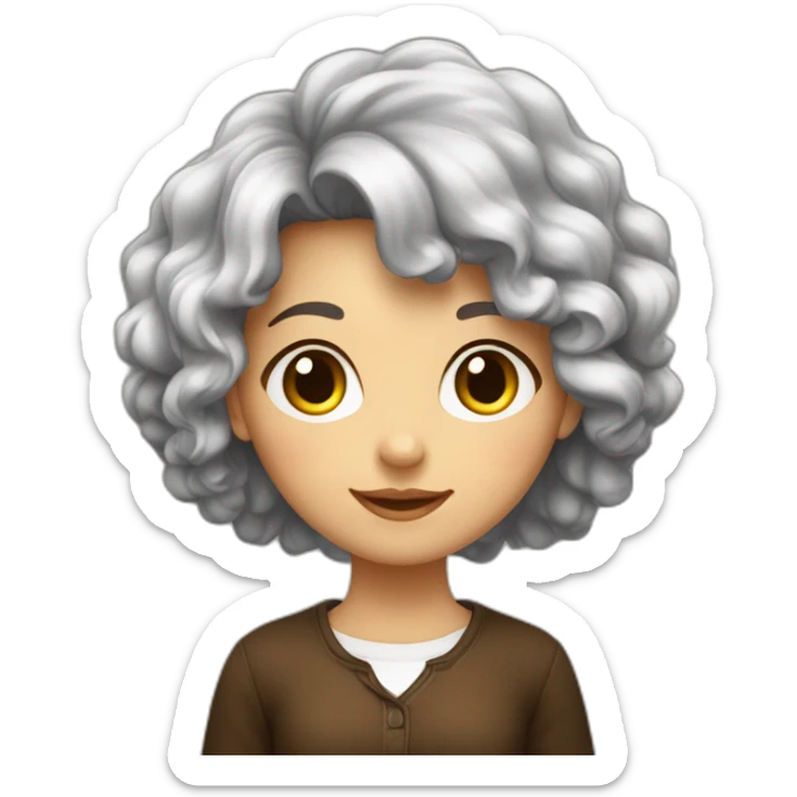 Une fille avec des cheveux bouclés un peu long couleur brune foncé  sticker