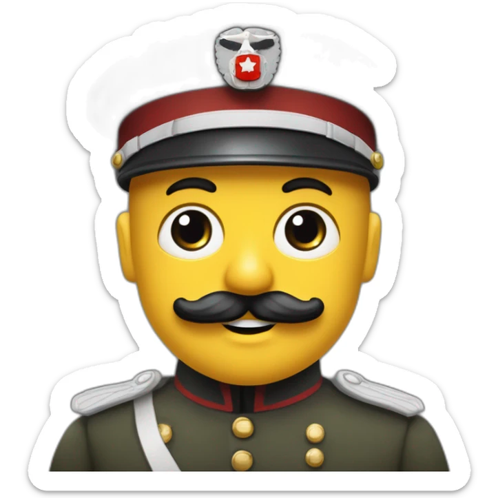 Bonhomme avec une petite moustache des cheveux noir et un uniforme militaire allemand ww2 et un brassard sticker