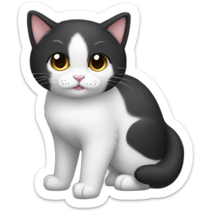 Cute Tux cat The tail is always raised, and the tip of the tail is a small white ball. sticker