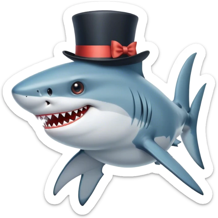 Shark with a top hat sticker
