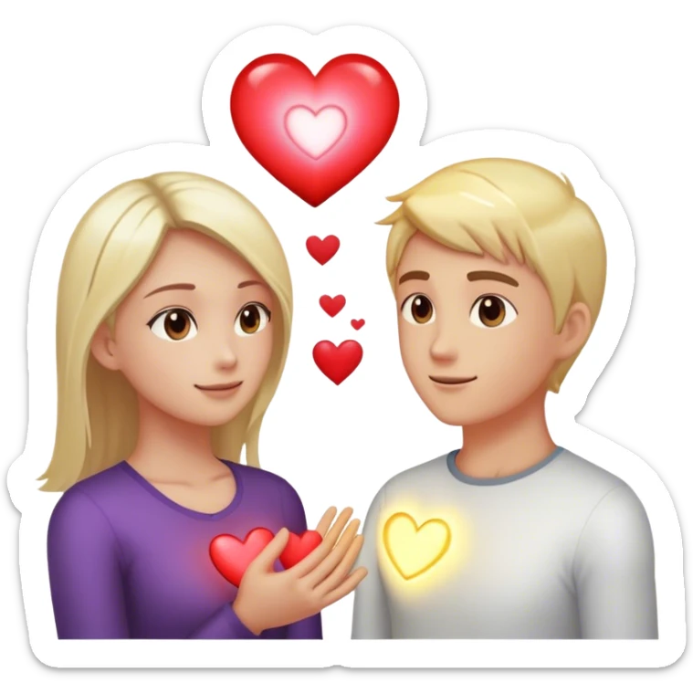 **A glowing heart inside a person’s chest, radiating outward.** Someone stands in front of them, their heart to glow as well. look at each other

This represents the idea that **true love isn’t about giving someone your love to keep—it’s about lighting up the love they already have inside them.** ✨ sticker