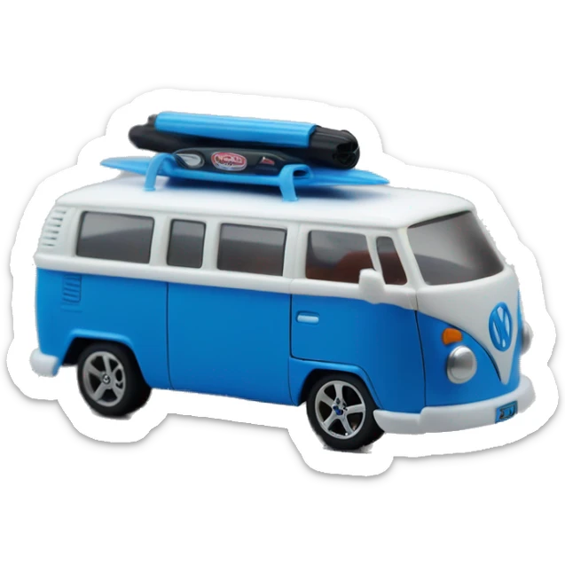 Side view.Mattel hot wheels Volkswagen Kool Kombi.tooned.sports car.blue. sticker