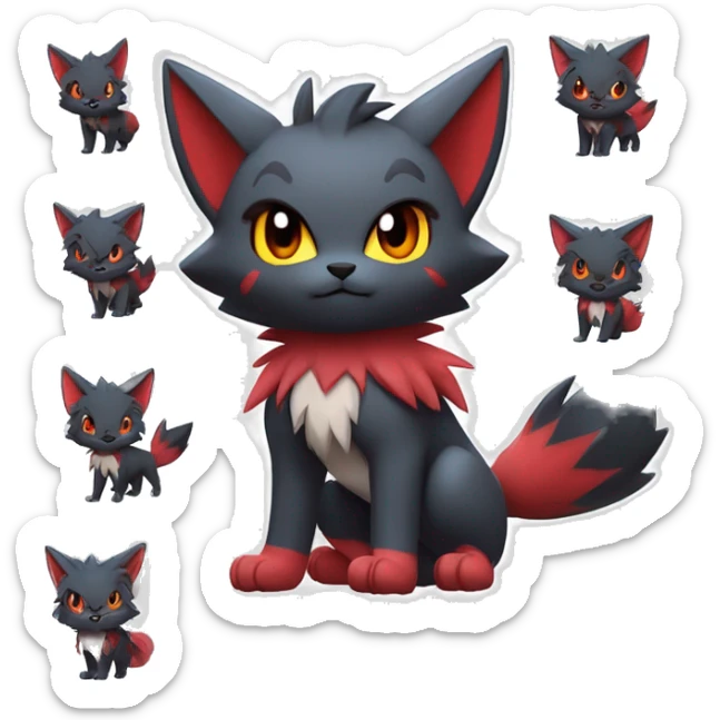  Kawaii Edgy Cool Beautiful Poochyena-Torracat-Litten-Zorua-Zoroark full body sticker