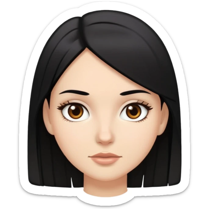 menina branca do cabelo preto liso, olhos castanho escuro sticker
