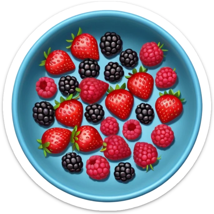 bowl negro solo de frutos rojos: fresas, moras, frambuesas. con vista desde arriba. sticker