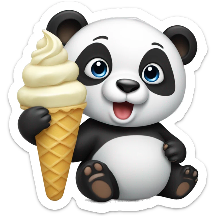Panda eating ice cream sticker