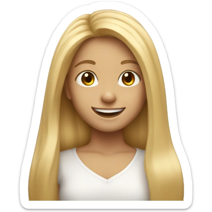 smiling girl with long blonde hair sticker