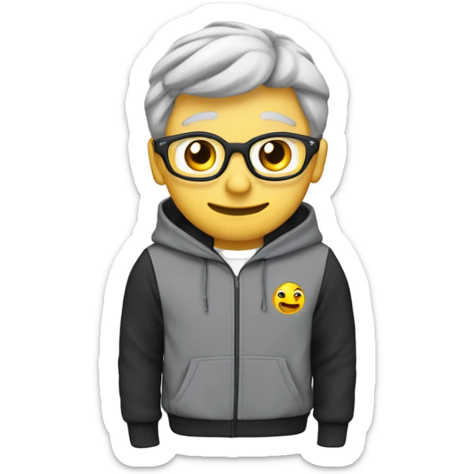 Profesor Educación Física sudadera gris marca Adidas. Cabello juvenil corto de color negro hacia el costado, con aretes tipo argolla pequeños. sticker