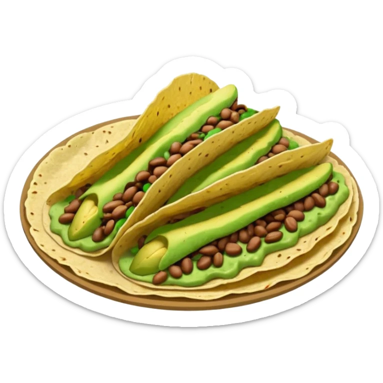 Mexican tacos filled with nopales, beans, and avocado, in soft corn tortillas sticker