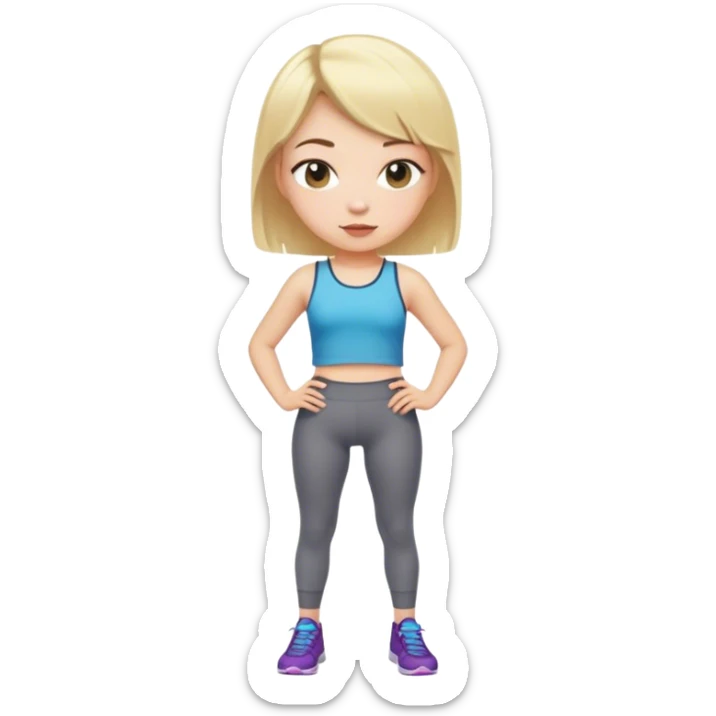 A short ugly blonde hair girl that wears a short top and leggings  sticker