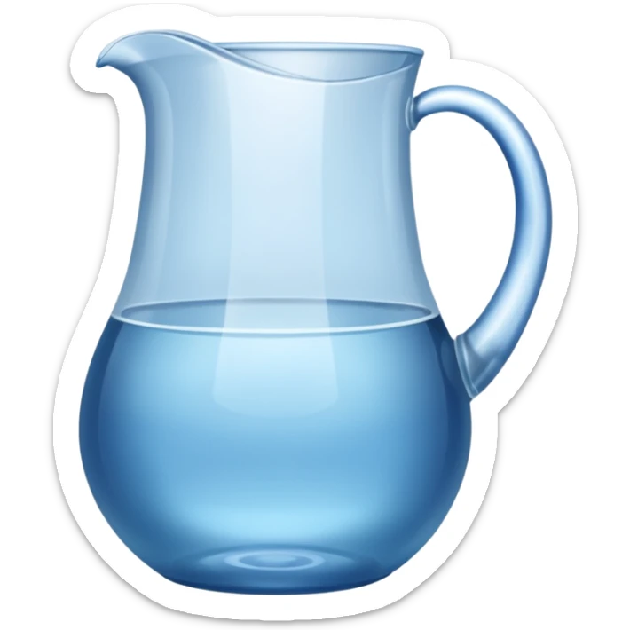 A water pitcher, transparent, slightly blue water, no lid, no droplets, tall. Without a handle and without nose.
 sticker
