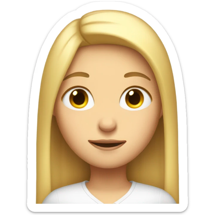 Long straight blonde hair girl eyes closed sleepy face sticker