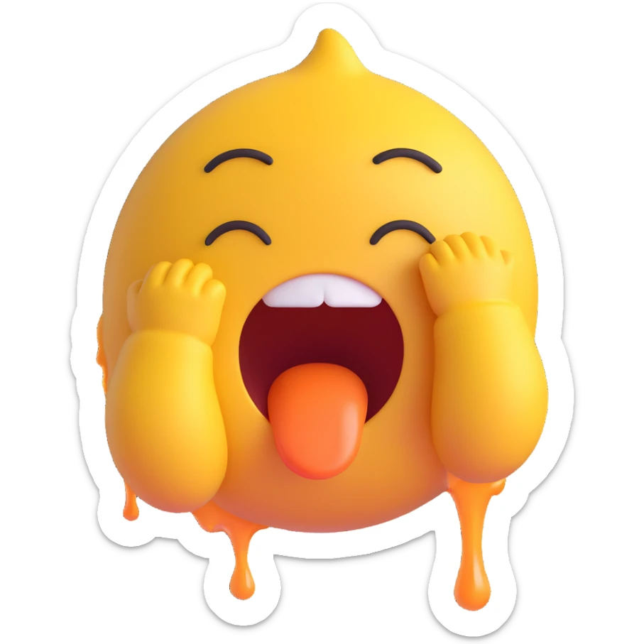 funny emoji of a character crying, dying, and puking dramatically to signify distress, exaggerated expression, cartoon style sticker