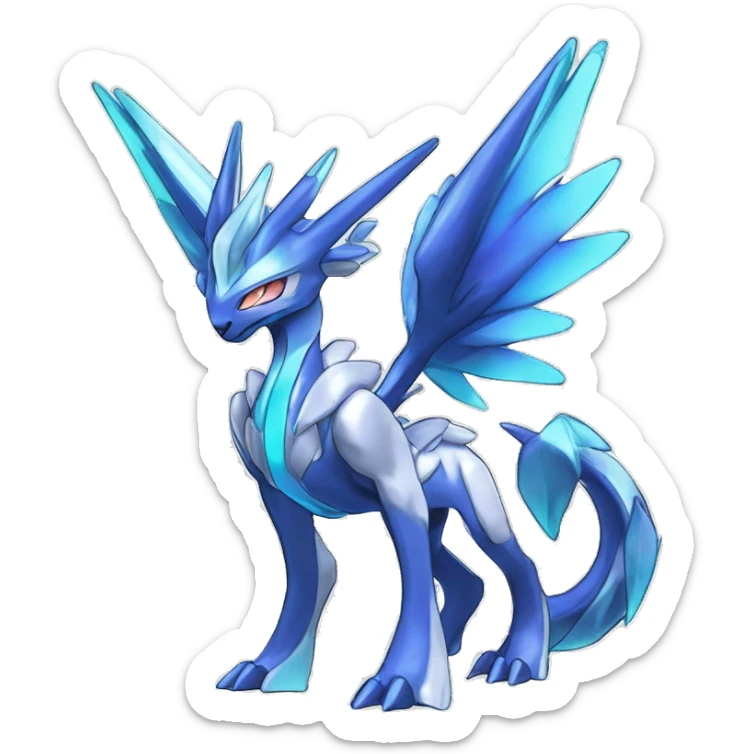  cool edgy shiny colorful godly ethereal Suicune-Dialga-Fakemon full body sticker