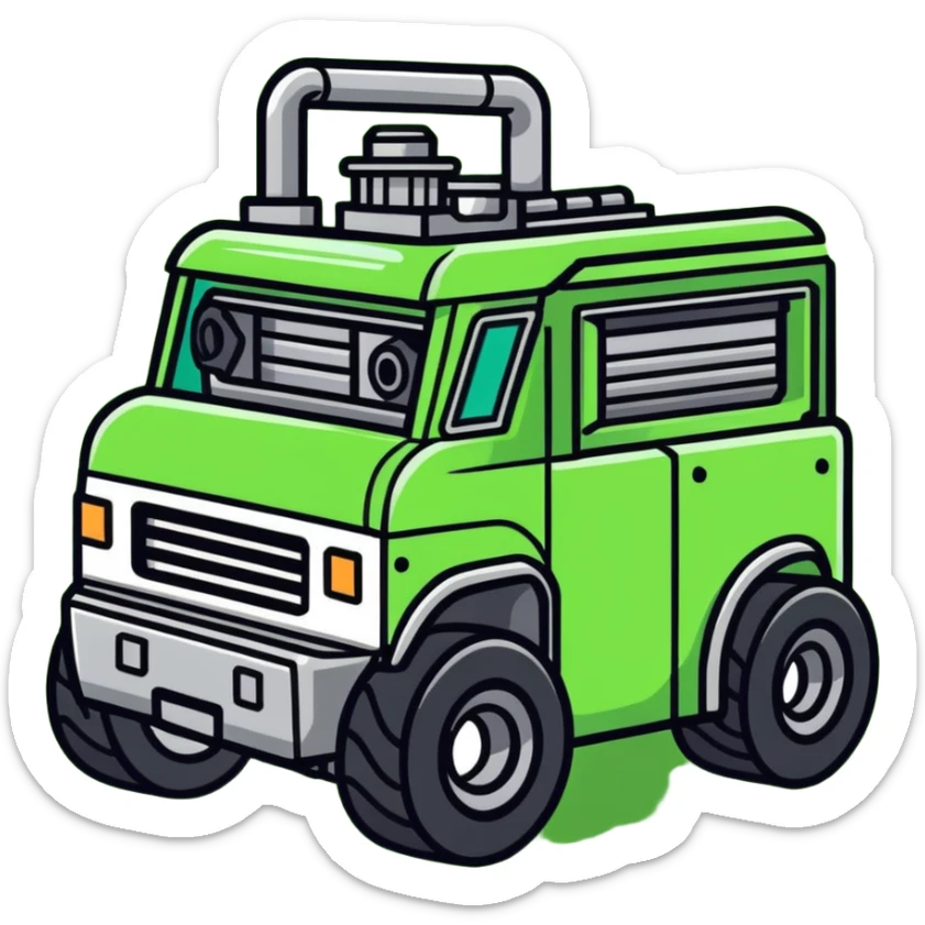 Mechanic car shop in green Fluor and the letters of the name Boxes Power Engine  sticker