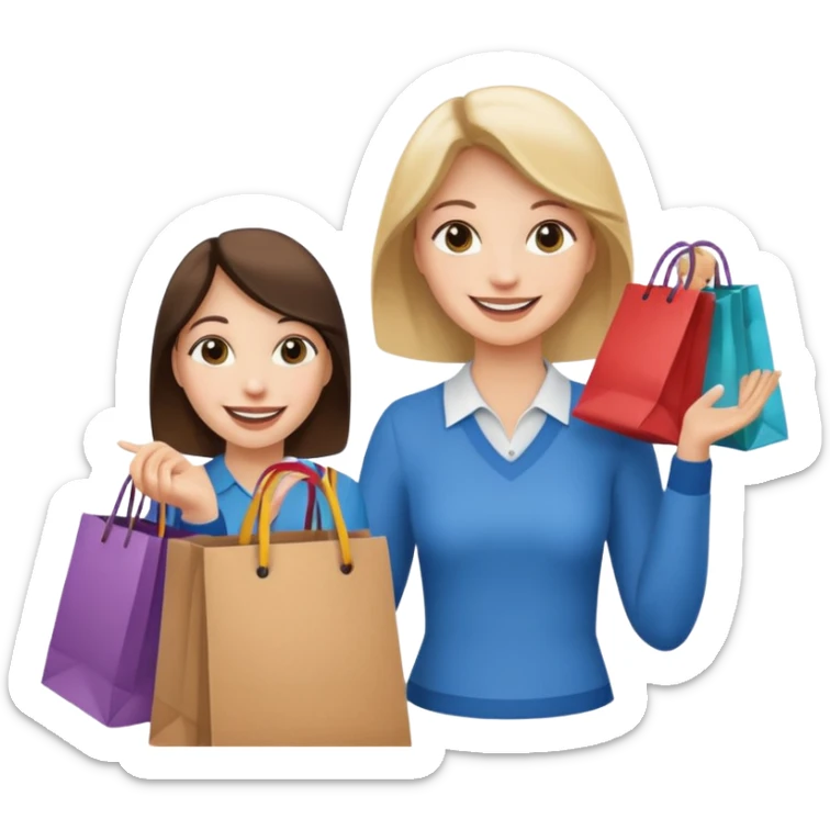 preciso de um emoji de um vendedor com sacolas na mão entregando para outra mulher sticker