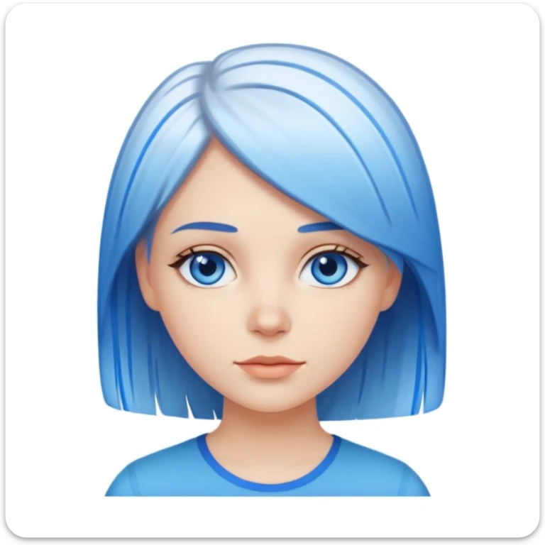 White Girl with straight short layered hair with blue streaks, blue eyes sticker