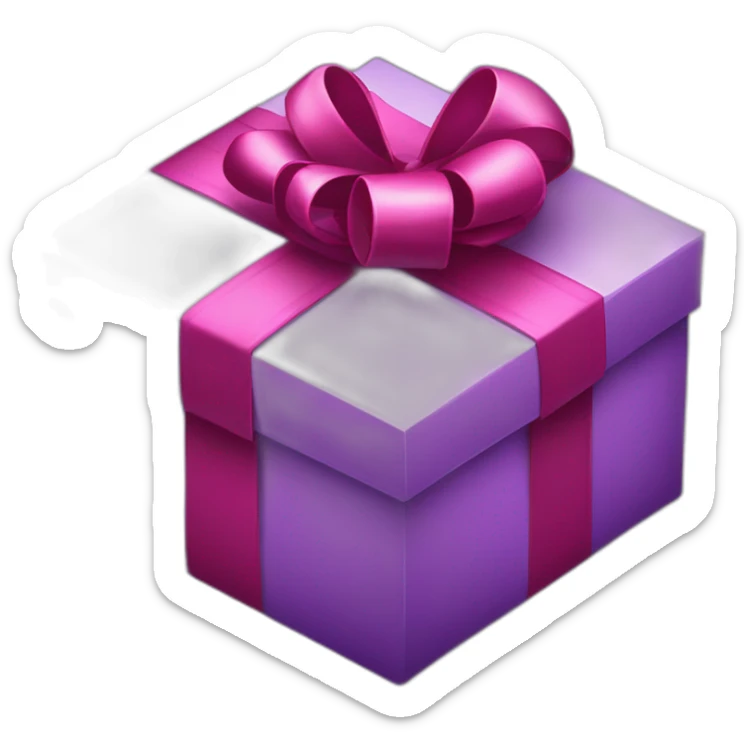gift box(in purple color) for valentine's day. heart shaped stickers around the box sticker