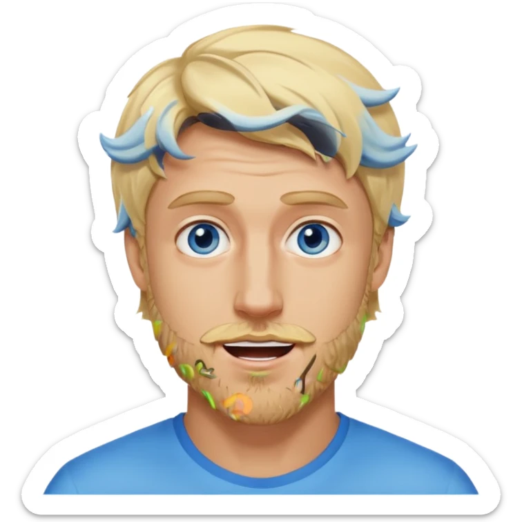 Genmoji style portrait of Logan Paul, blonde hair, blue eyes, short beard, energetic expression sticker