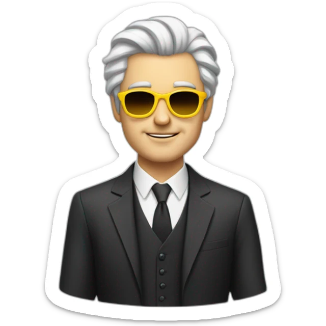 white rich man with yellow tinted glasses and combed black hair  sticker
