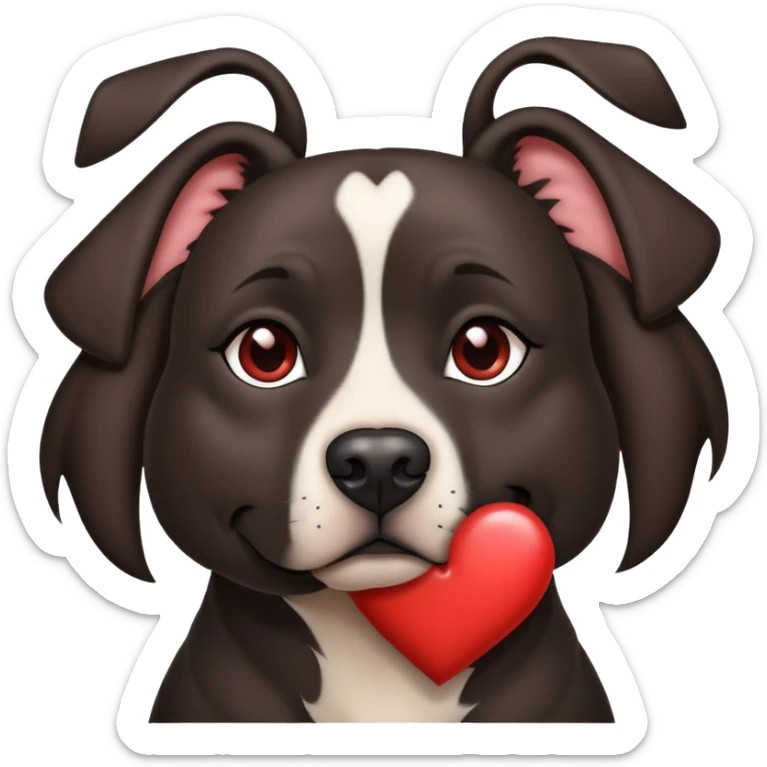 Brunette with a heart in the shape of a big black amstaff dog sticker
