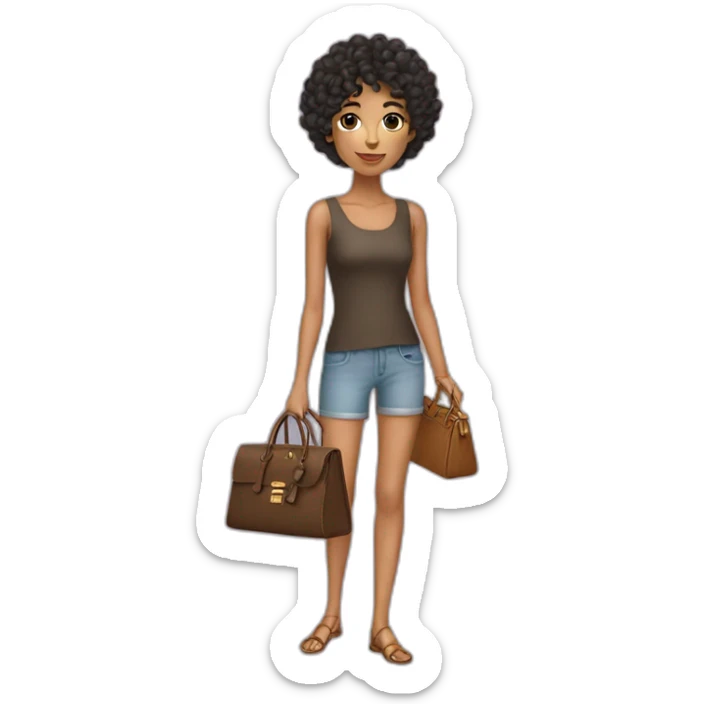 Skinny latino with short curly hair carrying an Hermes Birking bag sticker