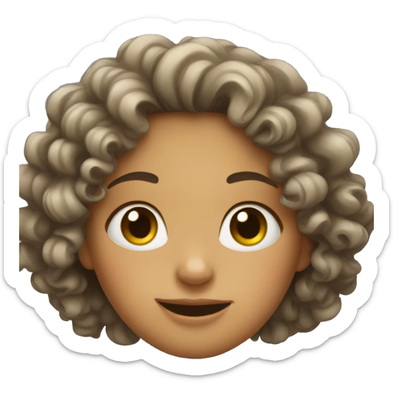 Funny face of a girl with curly hair sticker