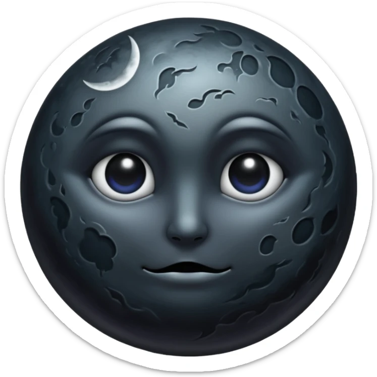 iOS emoji, dark moon, silver outline, mystical symbols, dark fantasy, smooth textureiOS emoji, dark moon, silver outline, mystical symbols, dark fantasy, smooth texture sticker