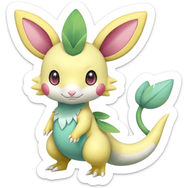 Cute Pastel Sunny Warm Hot Leavanny-Gallade-Ampharos-Inteleon-Nidoqueen-Fakémon-Pokémon-hybrid-fusion-creature, full body sticker