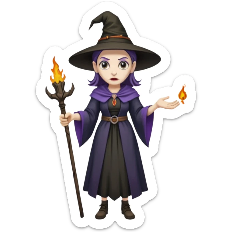 Pitonisa: mujer entre unos 40 y 50 años, cara de mala, malas intenciones, cara un poco deforme tipo bruja, y ropa antigua. cuerpo entero de la época púnica sticker