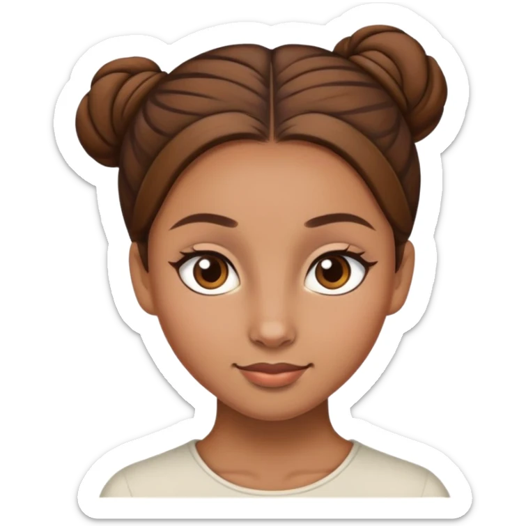 Female light brown brown hair that’s in a singular bun and has lighter brown eyes  sticker