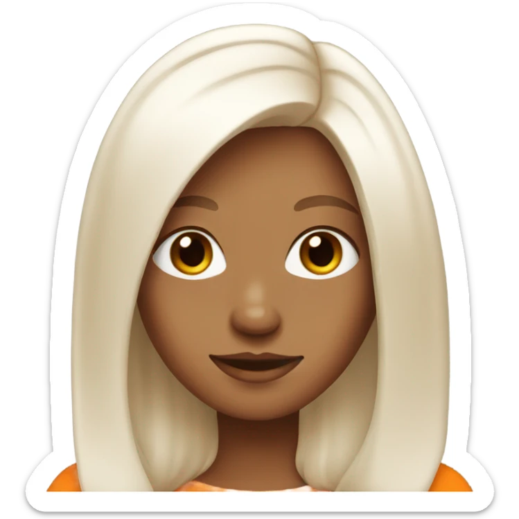 A girl has white skin, orange and straight hair. Also her eyes are brown  sticker
