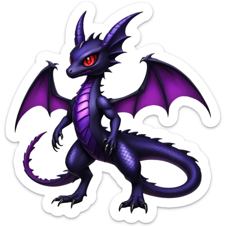 Shiny Epic Badass Gothic Dark Evil Noibat-Salandit-Littem-Hybrid (full body) sticker