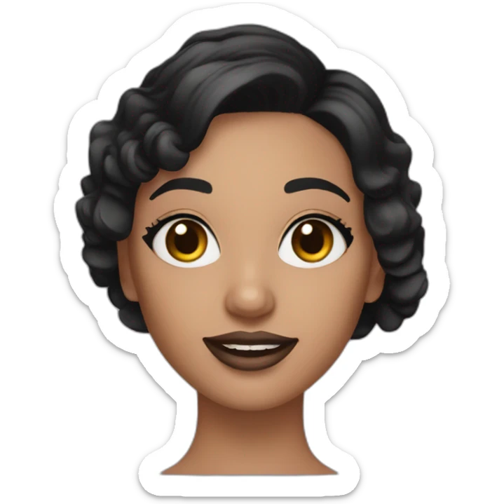 Girl nail artist with dark brow hair and hazel eyes and black gloves sticker